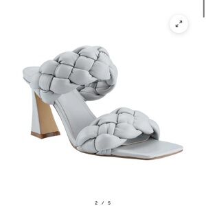 Marc Fisher Gray Hammy Heeled Slide Womens Dress Braided Rope Strap Sandals 10